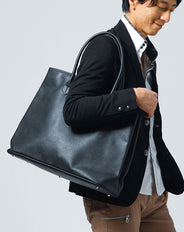 裏地カモフラ柄PUレザートートバッグ