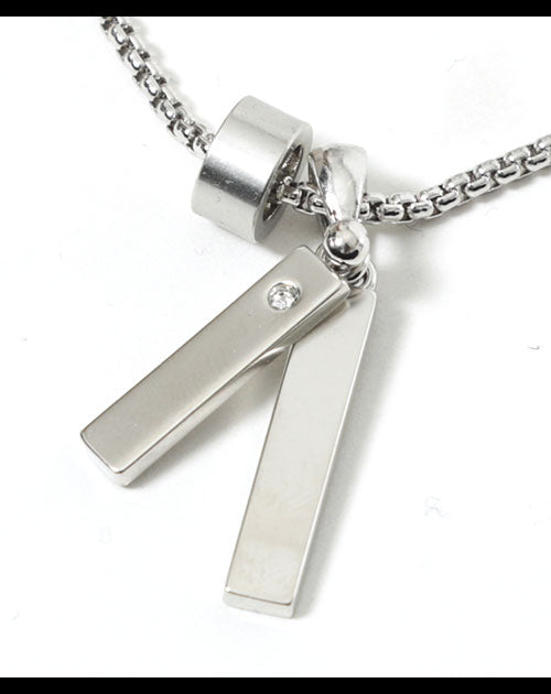 ダブルプレートデザインストーン付きネックレス ｜ メンズファッション