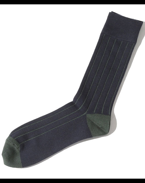 日本製 ストライプ柄リブソックス Biz