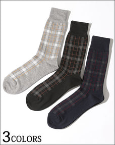 チェック柄リブソックス 日本製