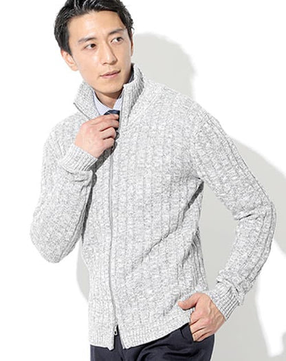 綿100%　W（ダブル）ジップアップスタンドニットアウター