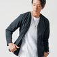 30代メンズ3点コーデセット　黒長袖ノーカラージャケット×白長袖Tシャツ×スリムデニムパンツ
