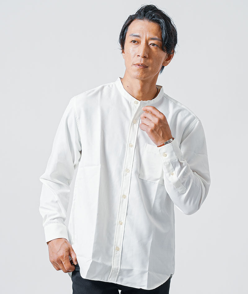 30代メンズ3点コーデセット　チャコール長袖カーディガン×白長袖日本製シャツ×黒スリムチノパンツ