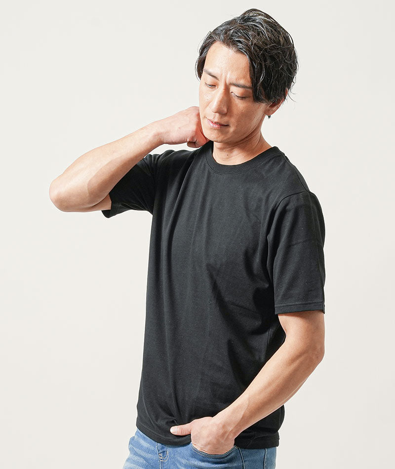 30代メンズ3点コーデセット　グレー5分袖カーディガン×黒半袖Tシャツ×ブリーチアンクルデニムパンツ