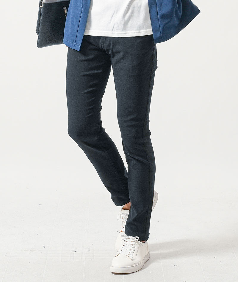 30代メンズ3点コーデセット　ブルー5分袖カーディガン×白半袖Tシャツ×黒ストレッチチノパンツ