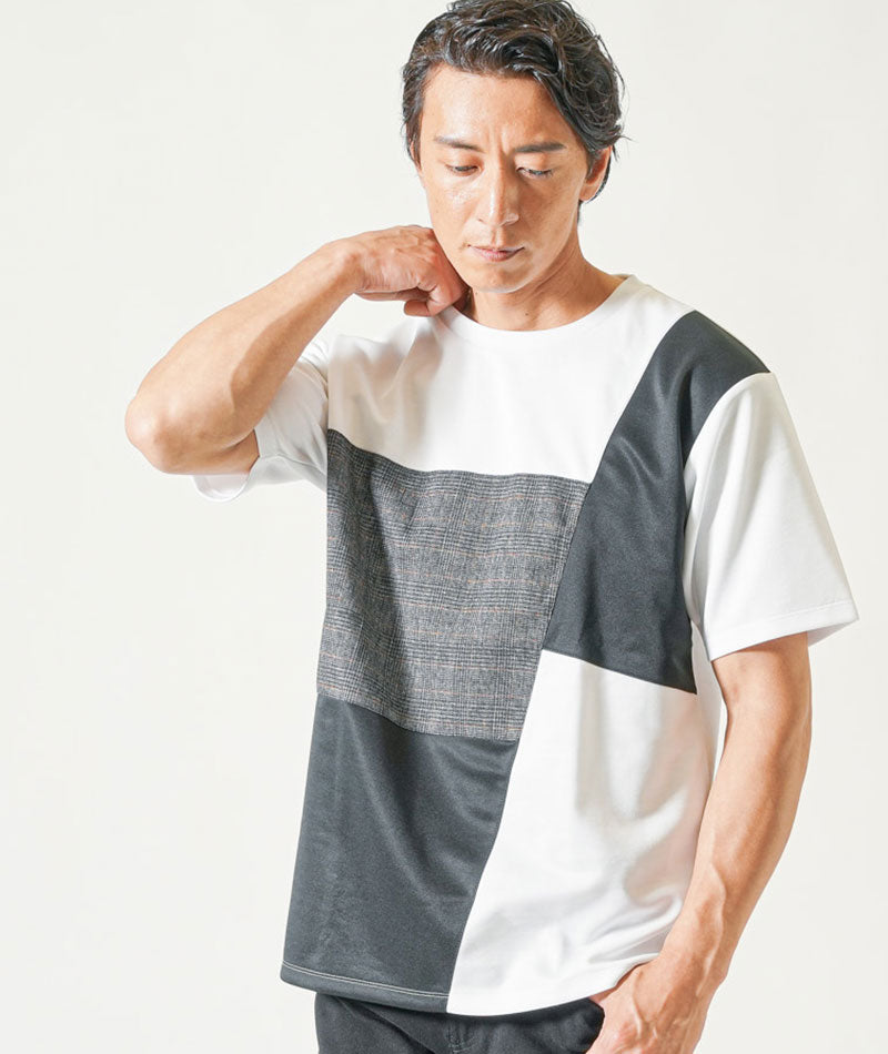 30代メンズ夏の3点コーデセット　ダークブルー5分袖サマーカーディガン×白半袖Tシャツ×黒スリムチノパンツ