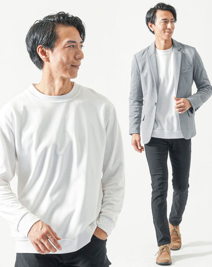 30代メンズ全身3点コーデセット　グレー長袖テーラードジャケット×白長袖Tシャツ×黒ストレッチチノパンツ テーラードジャケット メンズ おしゃれ おすすめ 人気 ブランド 着こなし コーデ 種類 ジャケット アウター スリム 細身 ちょいワル イケオジ ショート丈 ストレッチ カジュアル