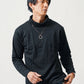 30代メンズ冬のトップス3点コーデセット　黒中綿ダウンジャケット×ブルー長袖チェックシャツ×黒タートルネックTシャツ