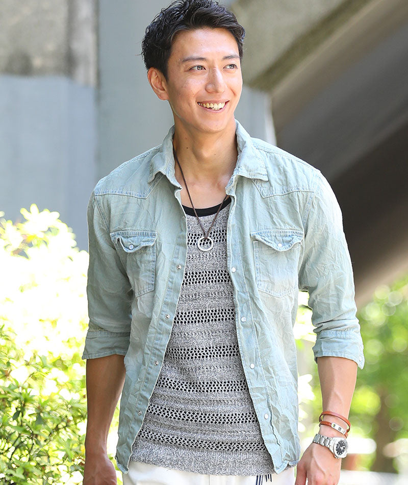 デニムシャツ メンズ おしゃれ カジュアル コーデ ブランド 40代 50代