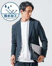 撥水加工ストレッチ長袖テーラードジャケット