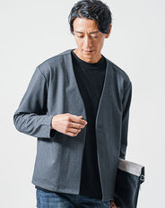 空気紡績(エアスピニング)使用ノーカラージャケット