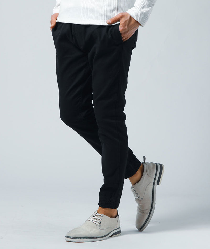 サテンストレッチ素材裏起毛チノジョガーパンツ ｜ メンズファッション