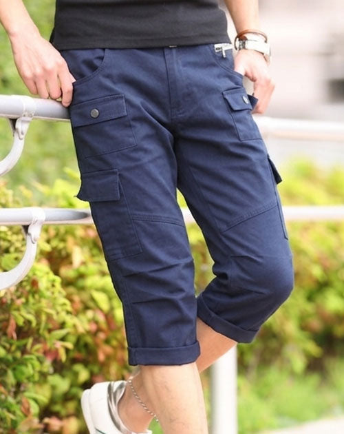 うっすら千鳥格子ストレッチ９ポケットカーゴクロップドパンツ