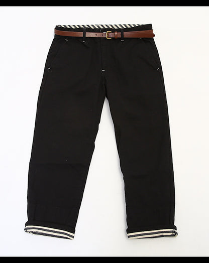 ベルト付きマリンテイストボーダーデザインクロップドパンツ