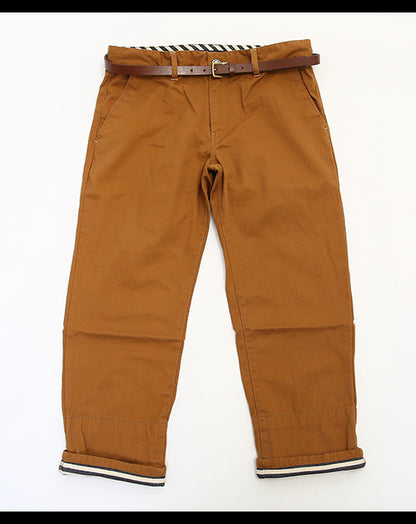 ベルト付きマリンテイストボーダーデザインクロップドパンツ