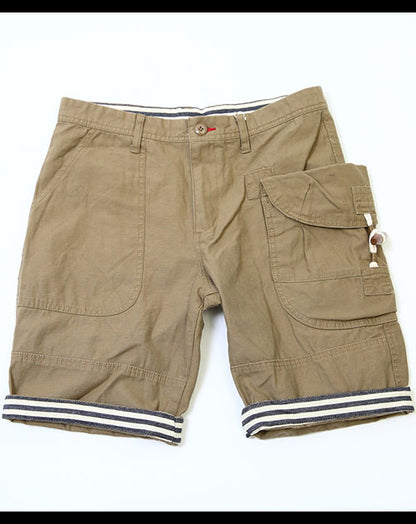 裾ボーダーガーデニングポケットショートパンツ