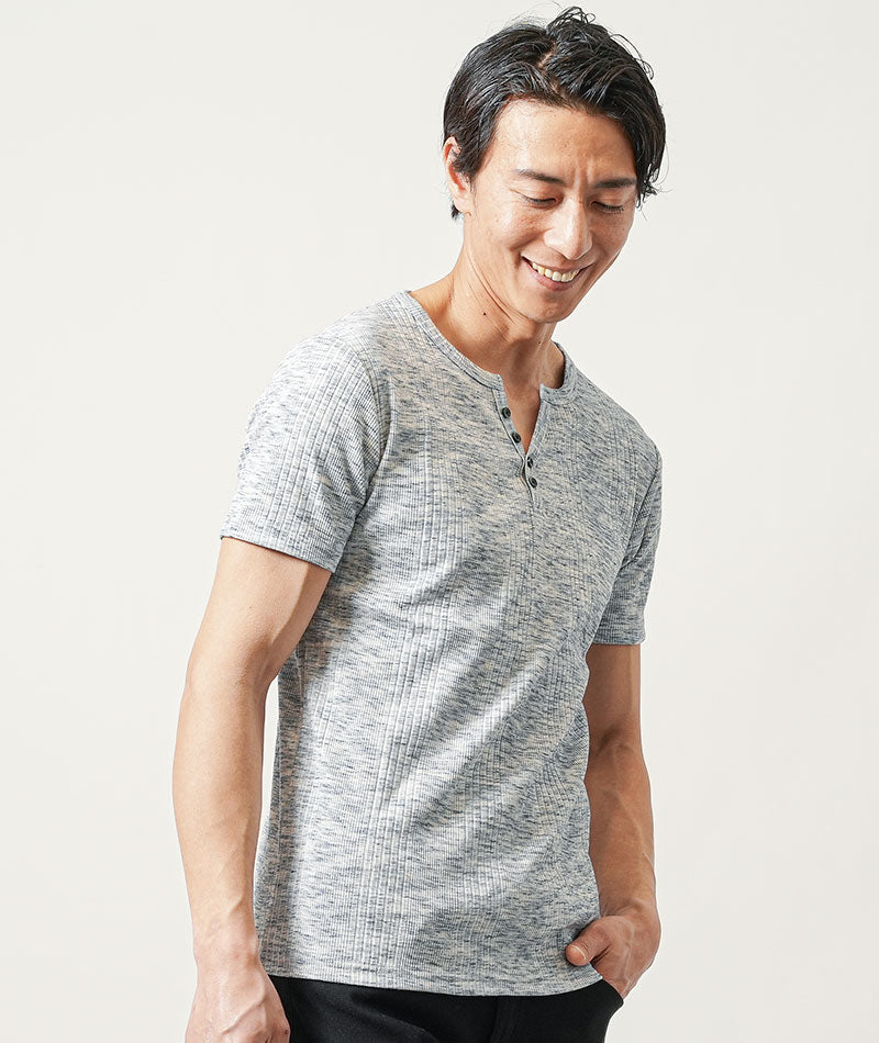 ヘンリーネック Tシャツ カットソー メンズ 7分袖 半袖 アメカジ