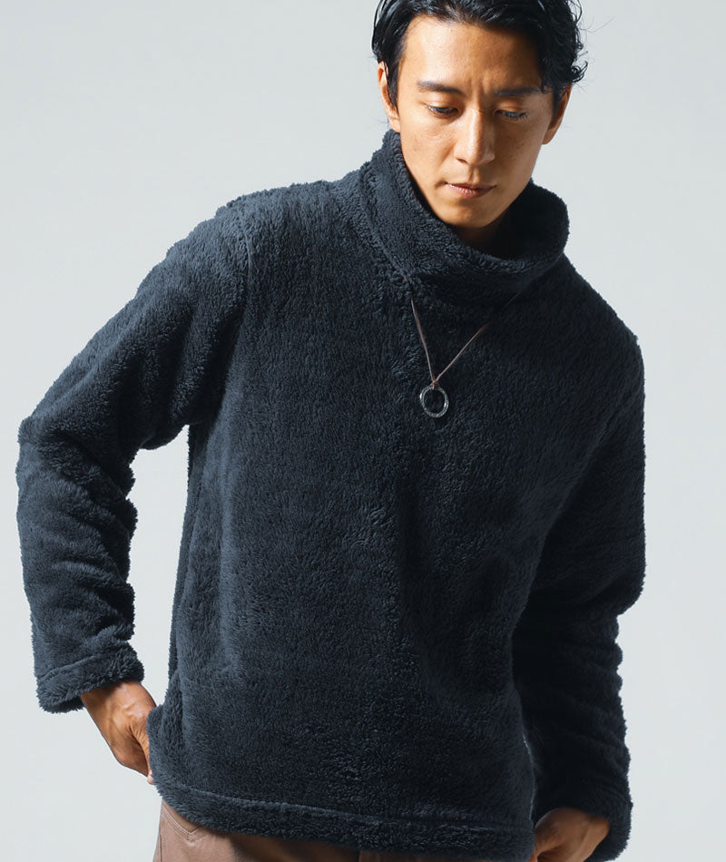 冬用あったかボアフリース長袖タートルネックTシャツ メンズ ｜ メンズ
