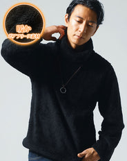 ボアフリース素材長袖タートルネックTシャツ
