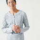 ランダムテレコ素材スリムフィット長袖ヘンリーネックＴシャツ