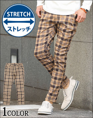 チェックデザインストレートアンクルパンツ
