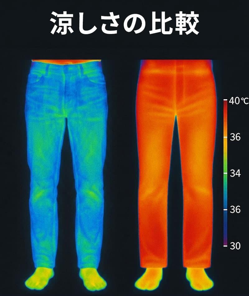 接触冷感ストレッチスキニーテーパードアンクルデニムパンツ