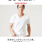 厚手生地スリムフィットストレッチ半袖VネックTシャツ