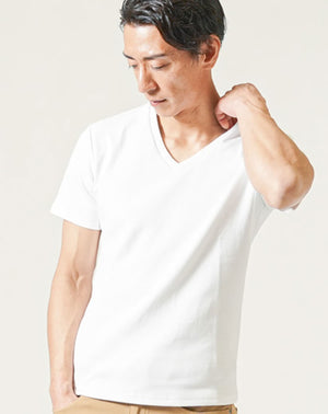 厚手・乳首透けない白TシャツVネック