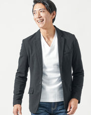 裏地デザインカットテーラードジャケット×ジャケット専用インナー長袖Tシャツ　2点セット