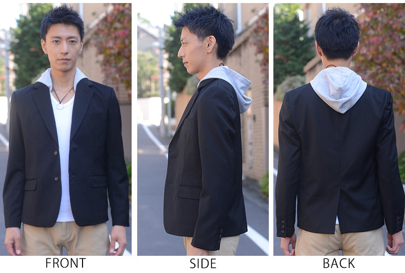 フード付き美シルエット2ボタンテーラードジャケット