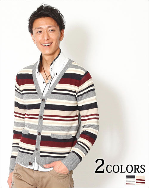 ランダムボーダーカーディガン