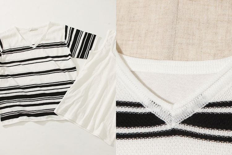 ランダムボーダーサマーニット×タンクトップ　２点セット