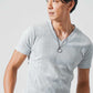 Tシャツ ７分袖 半袖 メンズ Vネック スリム 細身 タイト ぴったり おしゃれ ブランド 人気 おすすめ 無地 コーデ ランダムテレコ 40代 50代