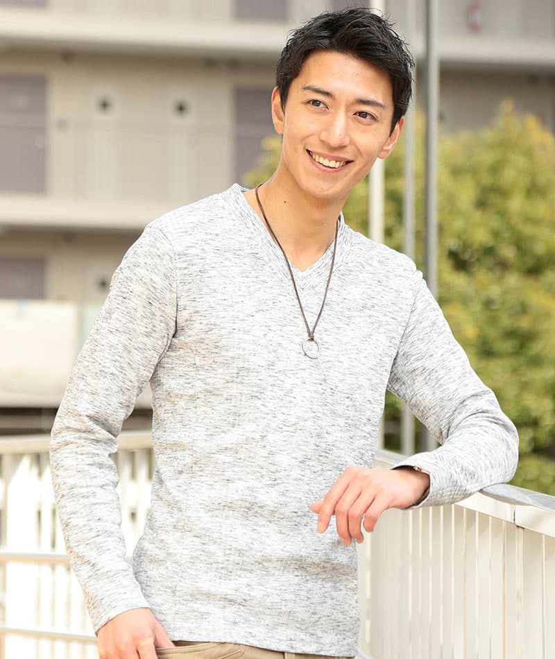 ランダムテレコ編みVネック長袖 ２枚セット