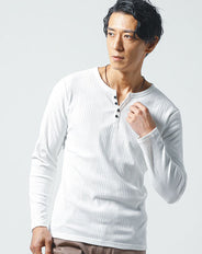 ランダムテレコ編みVネック長袖Tシャツ
