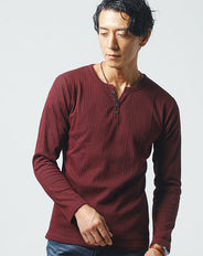 ランダムテレコ編みVネック長袖Tシャツ