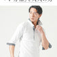 涼しい接触冷感前立てデザインランダムテレコ7分袖ポロシャツ
