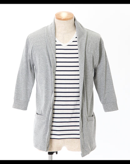 「ショールカラー7分袖テレコカーディガン」×「半袖Ｖネックボーダーカットソー」２点セット