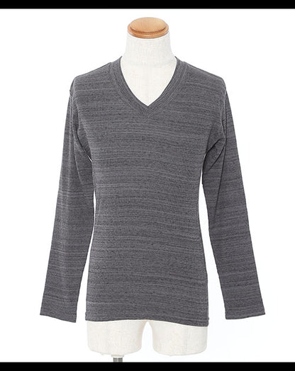 太リブ杢デザインテレコ長袖Ｔシャツ