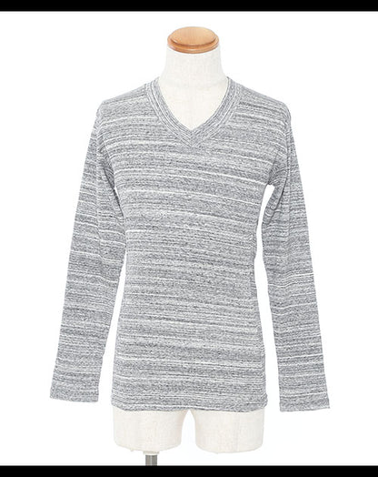 太リブ杢デザインテレコ長袖Ｔシャツ