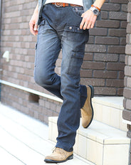 スリムストレッチブーツカットフレアデニムカーゴパンツ