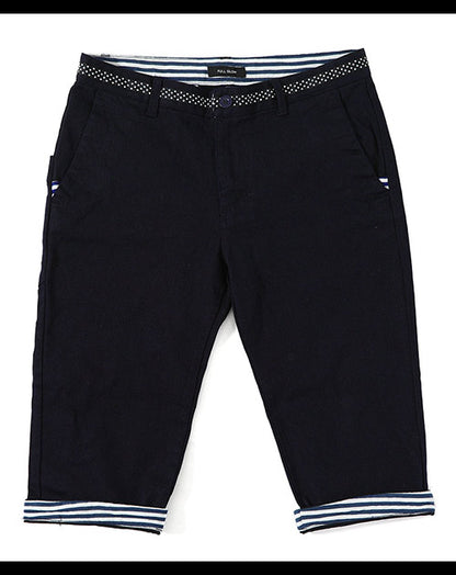ボーダーデザインストレッチクロップドパンツ