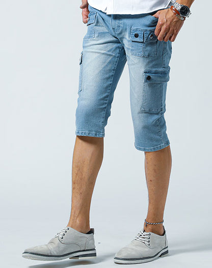 ポケットデザインカーゴデニムクロップドパンツ