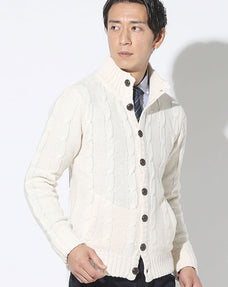 肉厚ウール混スリムスタンドカラーニットアウター