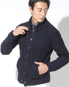 肉厚ウール混スリムスタンドカラーニットアウター