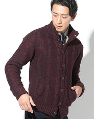 肉厚ウール混スリムスタンドカラーニットアウター Biz