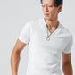 40代メンズ3点コーデセット　チャコール7分袖ロングカーディガン×白半袖Tシャツ×黒スリムチノパンツ