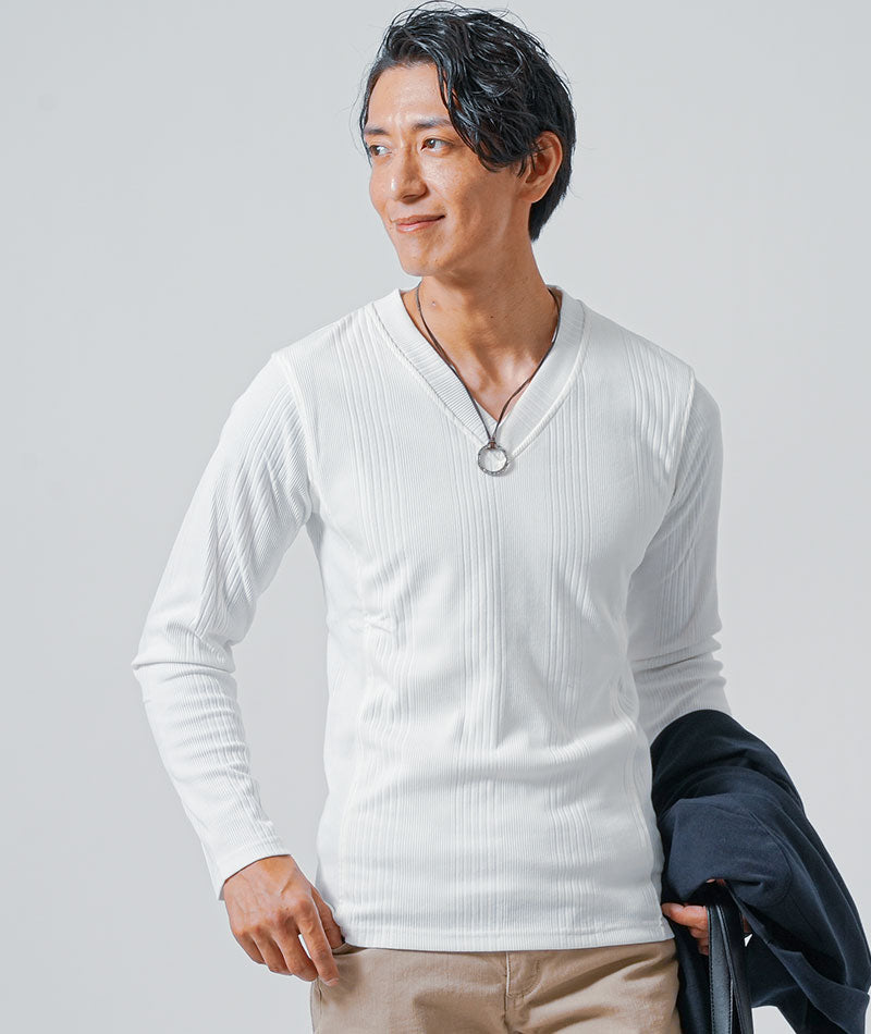 40代メンズ3点コーデセット　ネイビー長袖テーラードジャケット×白長袖Tシャツ×ベージュスリムチノパンツ