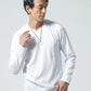40代メンズ3点コーデセット　ネイビー長袖シャツパーカー×白長袖Tシャツ×黒スリムチノパンツ