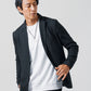 40代メンズ3点コーデセット　黒長袖テーラードジャケット×白長袖Tシャツ×黒スリムトラウザーパンツ